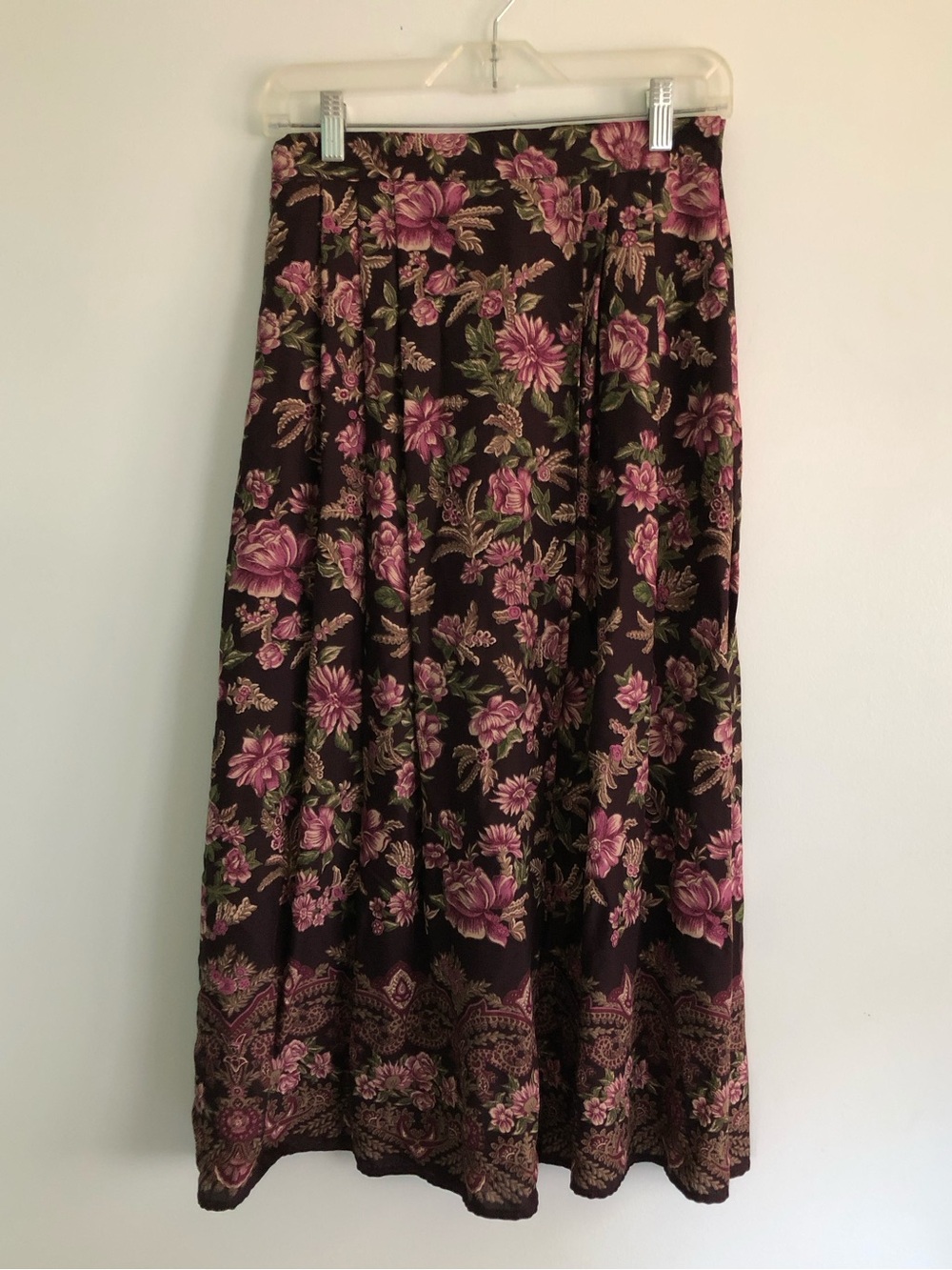80s Cottagecore Vintage Eaton Petites Floral Flowy Maxi Wrap Skirt Prairie - Picture 4 of 15